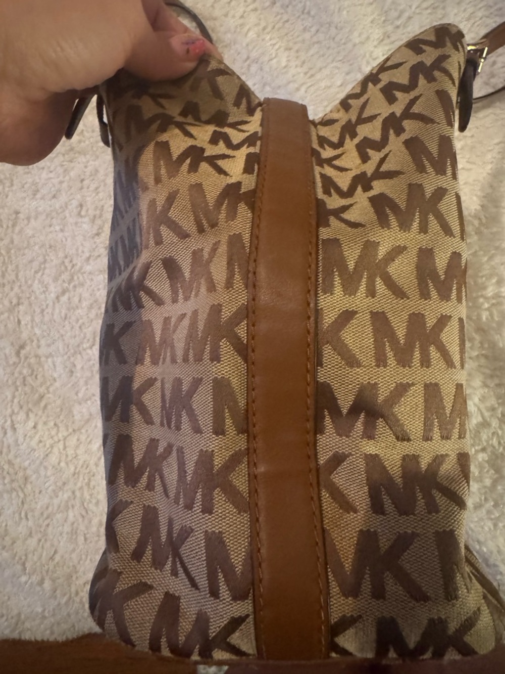 Michael Kors Brown MK Logo Shoulder Bag with Gold Hardware - Picture 7 of 8